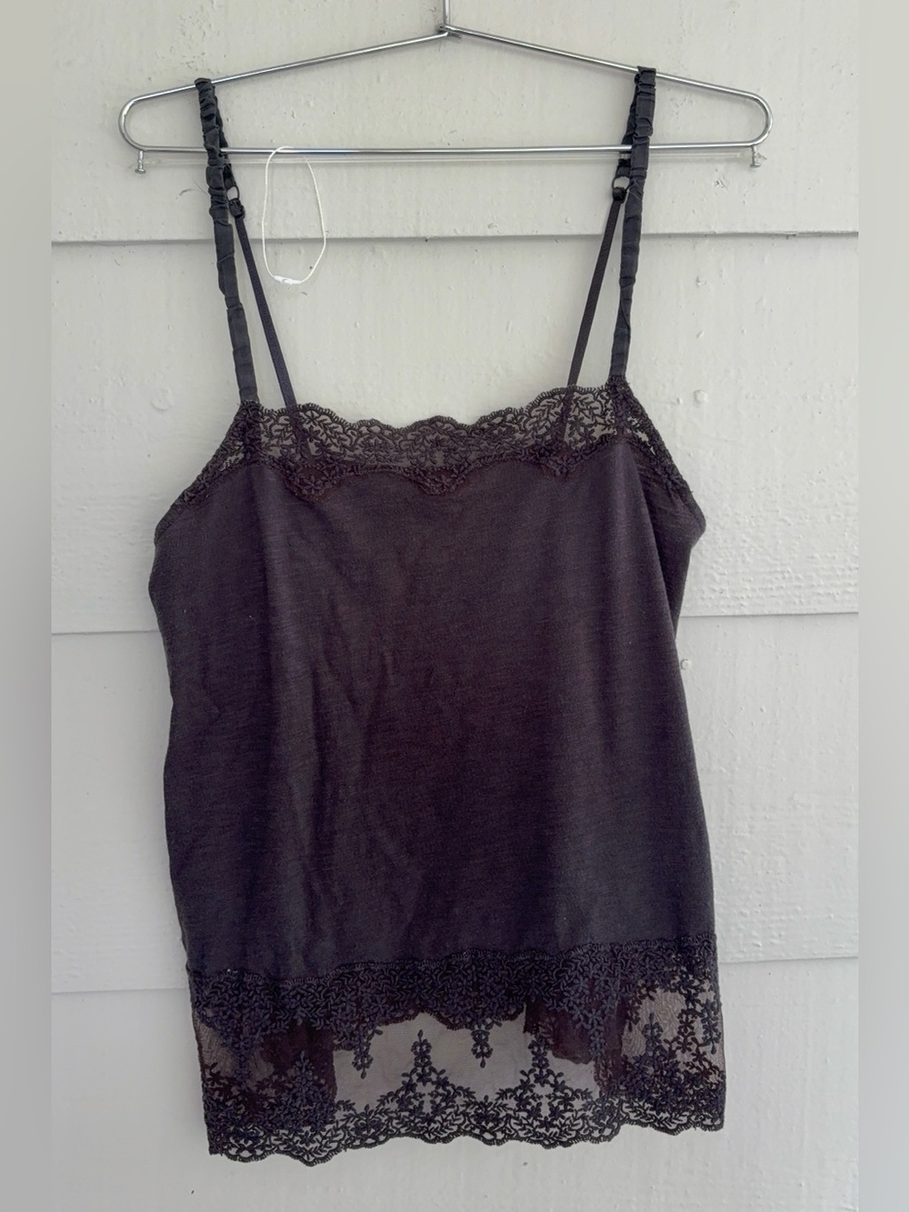 American Eagle Outfitters Black Grey Lace Cami Tank Top Medium Y2K Coquette